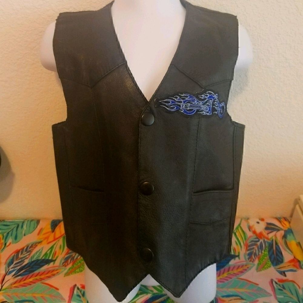 Antelope Creek Black Leather Motorcycle Vest